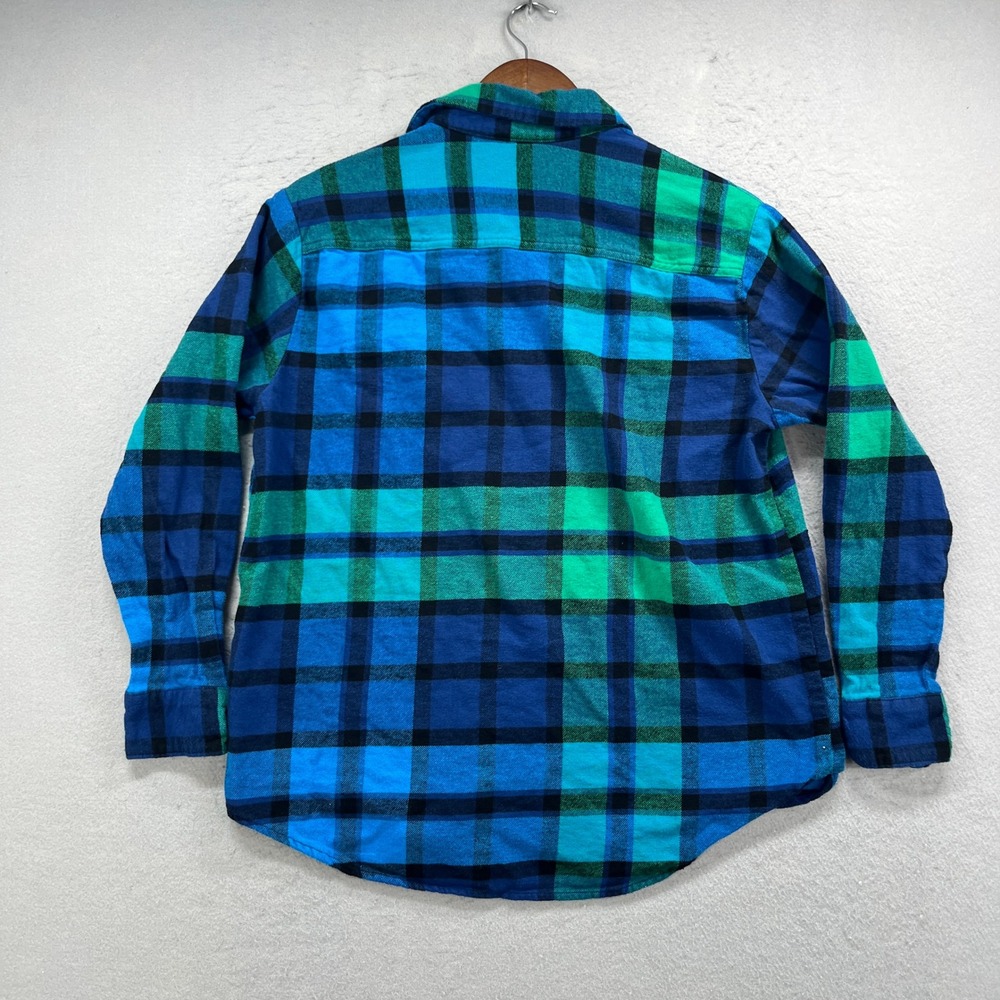 Old Navy Flannel Shirt Womens Small Blue The Boyfriend Shirt Plaid Cabincore - Picture 3 of 9